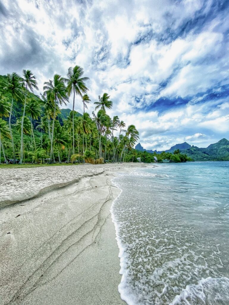 Beach and Mountain of Moorea French Polynesia