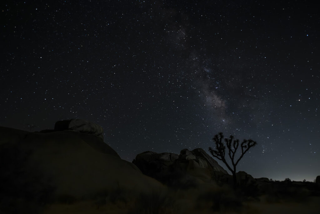 Joshua Tree national park California night photography with the milky way 
