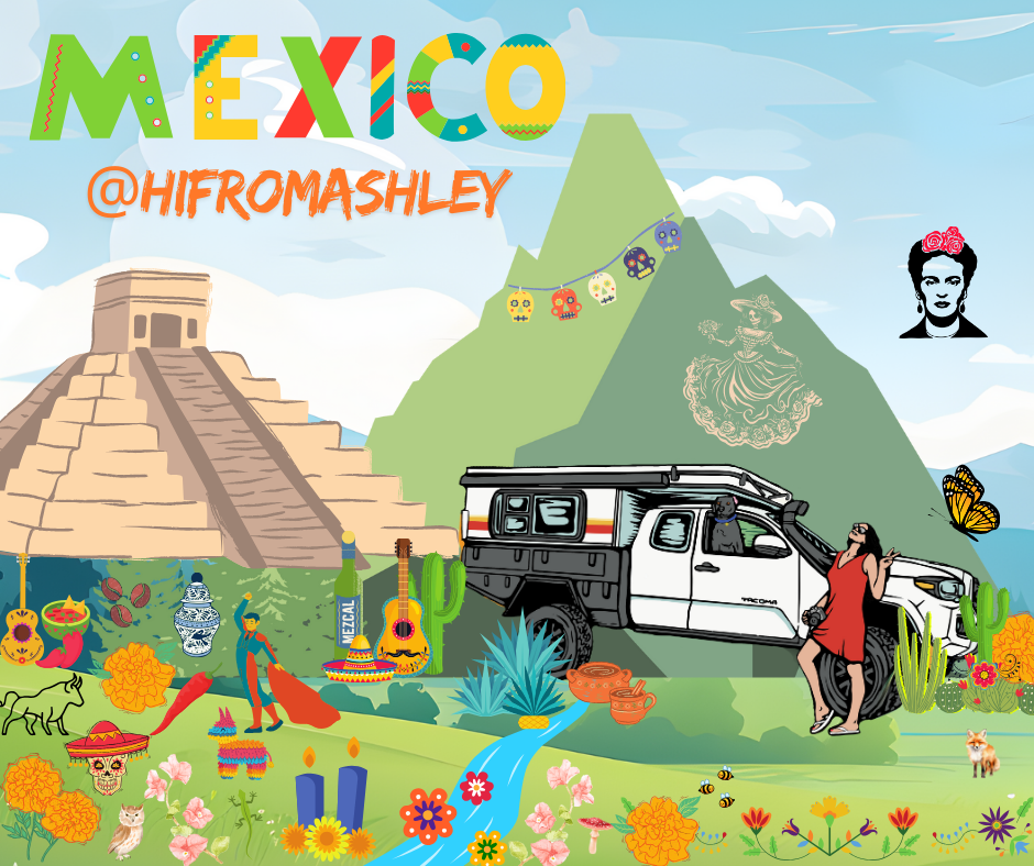 Creative artwork by Hi From Ashley with all the famous parts of Mexico