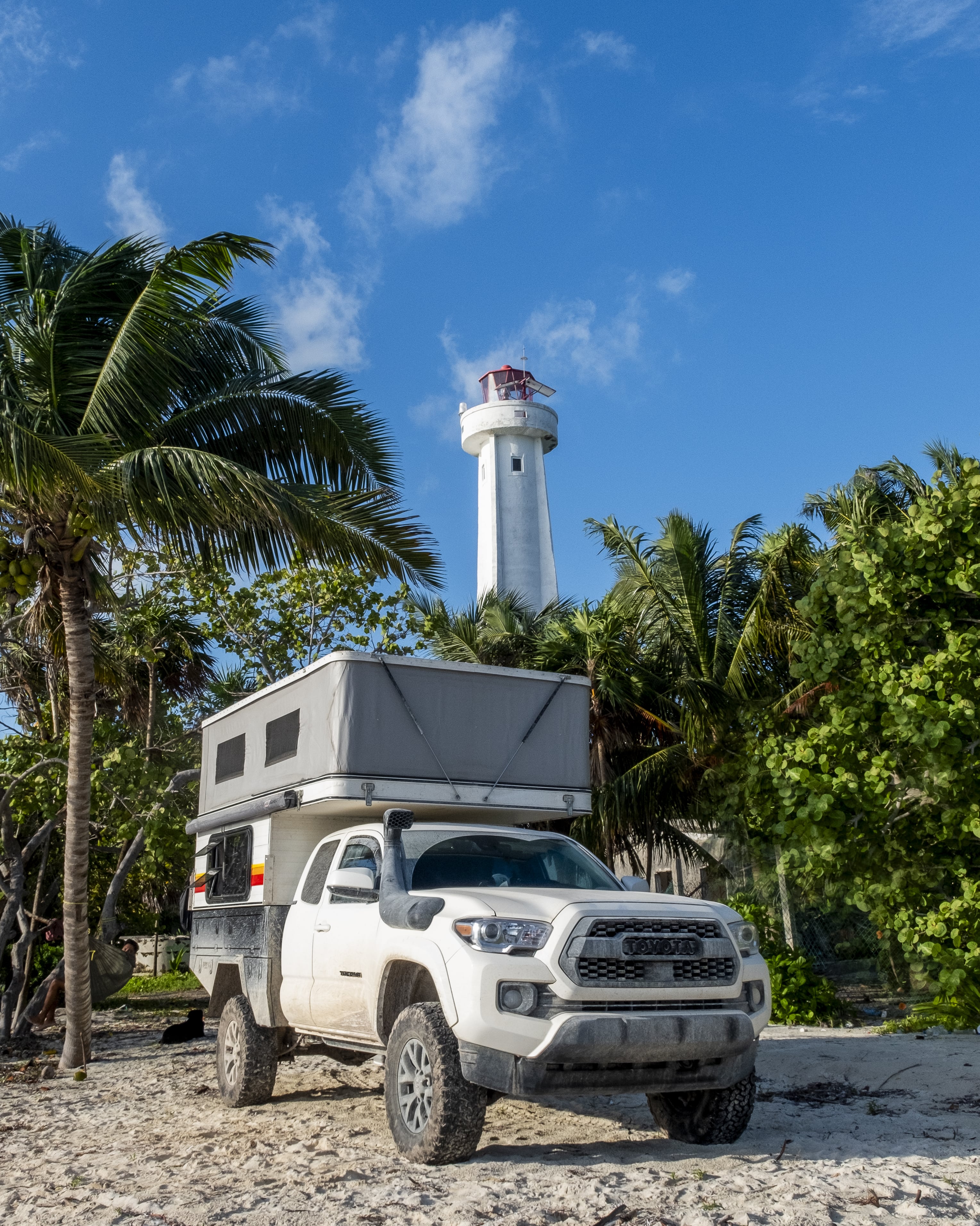 Solo camping in Tulum Mexico Toyota Tacoma