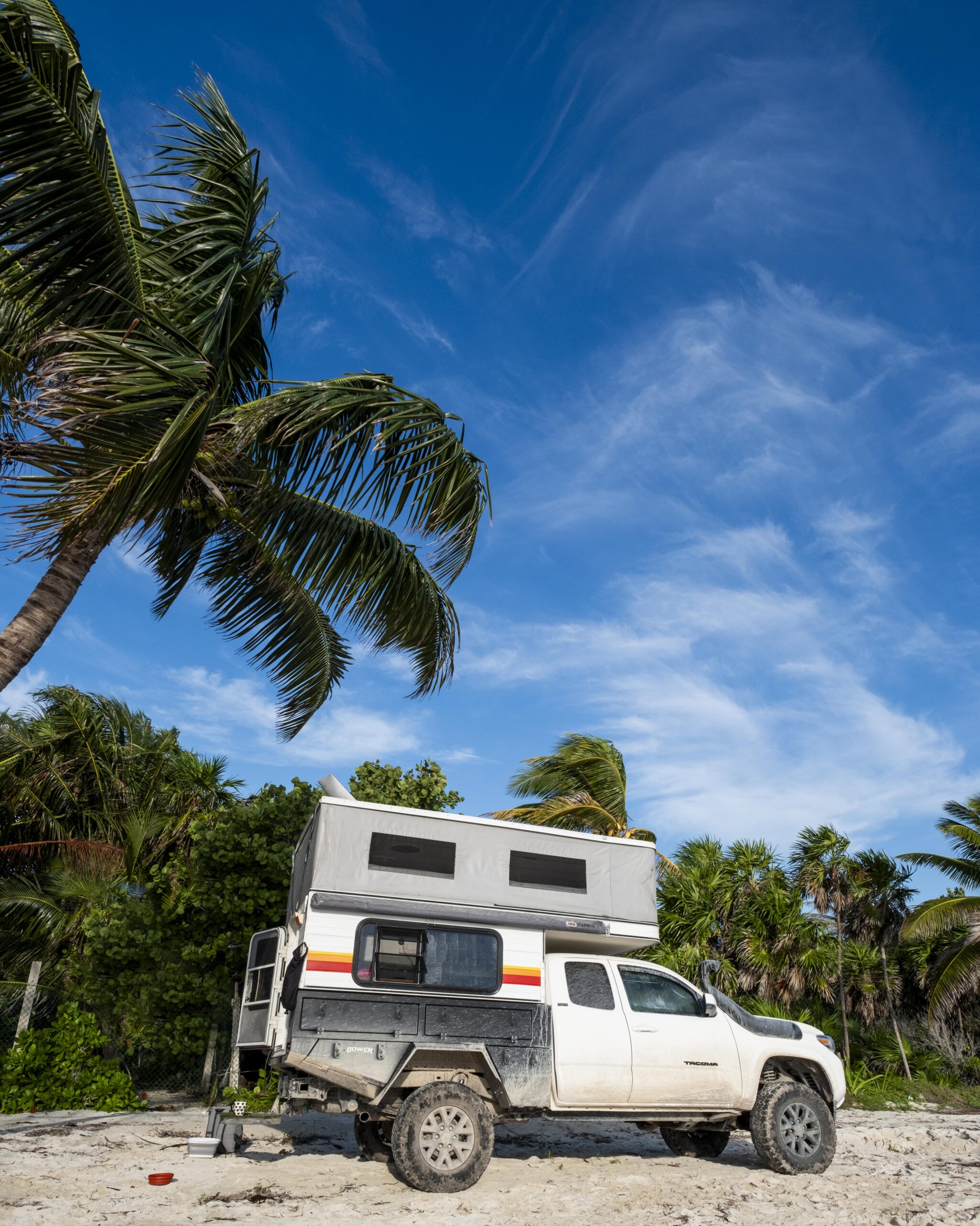 Solo camping in Tulum Mexico Toyota Tacoma