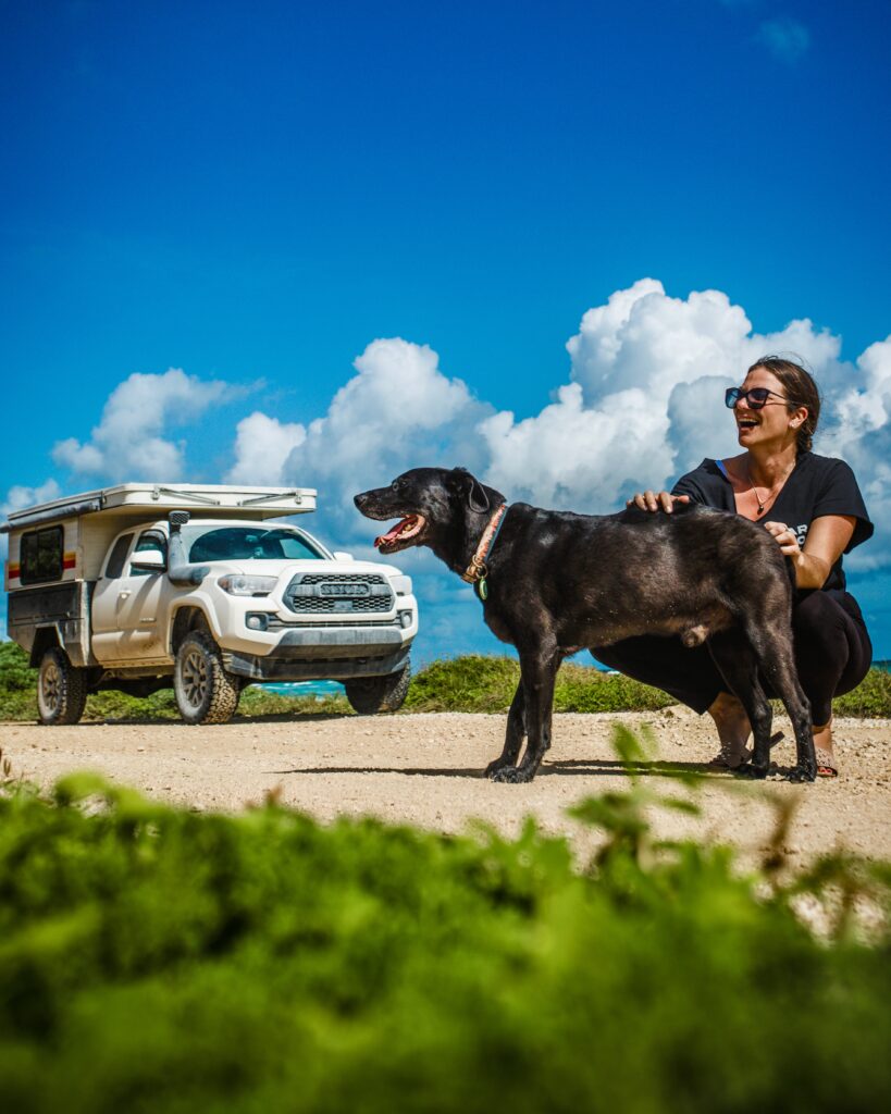 Hi from Ashley and Porter with a Toyota Tacoma and Bowen Customs Overland rig