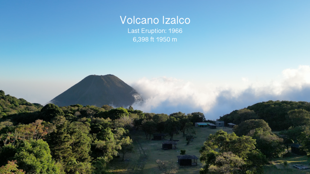 Volcano Izalco in El Salvador with clouds rolling in 